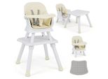 Costway Seggiolone Per Bambini 6 In 1, Seggiolone Con Cintura Di Sicurezza E Vassoio Rimovibile, Seggiolone Combinato, Beige+Bianco