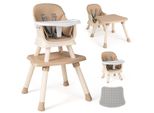 Costway 6-In-1 Seggiolone Per Bambini, Seggiolone Con Cintura Di Sicurezza E Vassoio Rimovibile, Seggiolone Combinato, Caffè