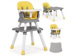 Costway Seggiolone Per Bambini 6 In 1, Seggiolone Con Cintura Di Sicurezza E Vassoio Rimovibile, Seggiolone Combinato, Giallo
