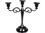 Inf Elegante Candelabro A Tre Bracci In Lega Di Zinco Stile Europeo - Portacandele Romantico Vintage Nero