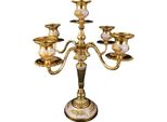 Inf Portacandele Vintage In Lega Di Zinco - Centrotavola Decorativo Antico Bianco+Oro