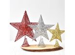 Stella Dell'albero Di Natale Glitterata, Pentagramma Artigianale In Metallo 3D Per Le Decorazioni Natalizie, Ornamento Natalizio Scintillante Per La Casa Festosa