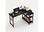 Schreibtisch mit Regalen, 120 cm Eckschreibtisch, Pc Tisch, Schreibtisch L Form, Schwarz