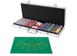 Set Da Poker Costway 500 Fiches Laser, Set Da Poker Completo Con Fiches, 2 Carte Da Gioco, 5 Dadi, 3 Fiches Da Banco E Tovaglia, Valigetta Da Poker In Alluminio Con 2 Chiavi (Argento)