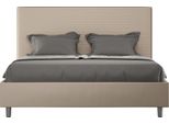 Ityhome - Letto Matrimoniale Francese Con Rete Imbottito 140X200 Pelle Finta Tortora Sunny