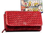 Rovicky | Portafoglio Da Donna, Con Goffratura Geometrica, Rosso, 17X10 Cm