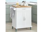 Sobuy FKW13-WN Carrello Da Cucina Carrello Da Cucina Carrello Da Portata Con Piano In Bambù Armadio Da Cucina Isola Da Cucina - Legno, Bianco - Circa 66 X 91Cm X 46Cm