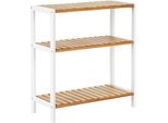 Songmics Scaffale In Bambù, Scarpiera Con 3 Ripiani, Scaffale Per Piante, Multifunzionale, Per Corridoio, Bagno, Soggiorno, Balcone O Cucina, Bianco Naturale
