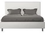 Ityhome - Letto Matrimoniale Francese Senza Rete Imbottito 140X200 Pelle Finta Bianco Sunny