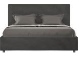 Ityhome - Letto Matrimoniale Francese Contenitore Imbottito 140X200 Microfibra Grigio Mika