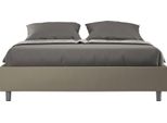 Ityhome - Letto Matrimoniale Francese Contenitore Imbottito 140X210 Pelle Finta Cappuccino Azelia