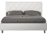 Ityhome - Letto Matrimoniale Francese Con Rete Imbottito 140X190 Pelle Finta Bianco Priya