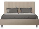 Ityhome - Letto Matrimoniale Francese Senza Rete Imbottito 140X200 Pelle Finta Tortora Goya
