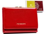 Peterson | Portafoglio Da Donna Compatto Ed Elegante, In Vera Pelle, Rosso, 12,5X9 Cm