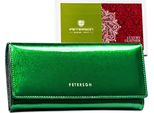Peterson | Portafoglio Classico Da Donna, In Pelle Laccata, In Regalo, Verde, 18,5X9 Cm