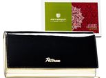 Peterson | Portafoglio Grande Da Donna In Pelle, Con Chiusura A Scatto, Nero E Oro, 18,5X10 Cm
