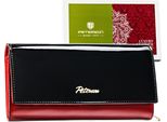 Peterson | Spazioso Portafoglio Da Donna In Pelle, Con Rfid, In Nero E Rosso, 18,5X10 Cm
