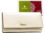Peterson | Elegante Portafoglio Da Donna, In Pelle Naturale, Con Chiusura A Scatto, Beige, 18,5X10 Cm