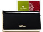 Peterson | Elegante Portafoglio Da Donna, Con Chiusura A Scatto, Nero-Oro, 17X10 Cm