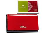 Peterson | Portafoglio Da Donna Alla Moda, In Pelle Naturale, Nei Colori Rosso E Nero, Con Bottone A Pressione E Chiusura A Scatto, 15,5X9 Cm