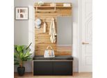 Set Armadio Fortuna Lai Con Specchio E Cuscini Imbottiti - Armadio Compatto Per Corridoio Con Scarpiera, Mensola E Pannelli Appendiabiti - 100 X 190 X 38 Cm
