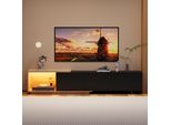 Mobile Tv Fortuna Lai, Lavagna Tv Con Cassetti, Tavolo Tv Moderno Con Spazio Di Archiviazione, Tavolo Tv Per Soggiorno E Sala Da Pranzo, Nero, 240 X 38 X 44 Cm