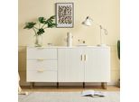 Credenza Fortuna Lai 160 Cm - 2 Ante E 3 Cassetti Con Maniglie In Lega Di Zinco Dorate E Robuste Gambe In Acciaio Marrone - Elegante Contenitore Per Sala Da Pranzo E Soggiorno