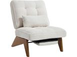 Aiorber Sedia Da Salotto Moderna Regolabile In Tessuto A Coste Con Poggiapiedi Cuscino Lombare Gambe In Legno Poltrona Da Lettura Reclinabile Imbottita Retrò, Beige