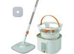 Costway Sistema Di Mop E Secchio Con Funzione Di Strizzatura, Separazione Delle Acque Reflue, Testa Girevole A 360° E 2 Pad In Microfibra, Mop Per Pavimenti Piatti Verde