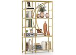 Libreria Costway, Scaffale Per Ufficio Con Ripiani In Legno E Struttura In Metallo, Scaffale Industriale In Piedi, Scaffale Per Soggiorno E Studio, Oro E Bianco