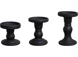 Inf Set Di 3 Portacandele In Vetro - Portacandele Decorativi Retrò Vintage Per La Casa Nero
