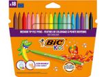 Penne In Fibra Bic Kids Kid Couleur Medium, Confezione Da 18 Pz