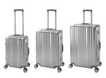 Set Di 3 Valigie Da Viaggio - Valigia In Policarbonato Rigido In Alluminio Trolley Da Viaggio Per Le Vacanze Travelhouse London - Set Di Valigie S+M+L, Argento