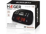 Haeger Snooze - Radiosveglia Digitale - Funzione Snoozer/Sleep, Doppia Sveglia, 20 Stazioni Preimpostate (10 Fm / 10 Am), Display A Led Rosso Di Facile Lettura.