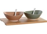 Set Di Antipasti Dkd Home Decor 29 X 15,5 X 1,5 Cm Porcellana Scandinava Di Bambù Multicolore