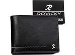 Rovicky | Portafoglio Elegante, In Pelle Naturale, Per Uomo, Nero, 12X10 Cm