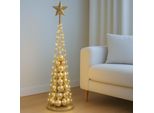 Albero Decorativo HWC-O91, Albero Di Natale Decorazione Albero Di Natale Da Decorare, Metallo 115Cm ~ Color Oro