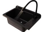 Lavandino Granitan | Monza - Nero - Resistente Agli Agenti Chimici - Rubinetto Flessibile - Ideale Per Garage E Lavanderie