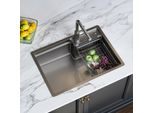 Horow Lavello Da Cucina Lavello Da Incasso In Acciaio Inox 62X44 Cm 1 Vasca Lavello Da Cucina Con Sifone E Scolapiatti Superficie - Resistente Agli Oli E Ai Graffi
