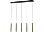 Lampada A Sospensione Prado 5 Luci Fabas Luce - Led 33 W Dimmerabile - Ottone Design Lineare