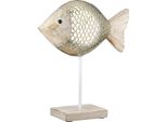 Gilde Standrelief, Fisch, "Beach"", Mangoholz, Naturfarben, Ve 3, L. 7 Cm, B. 21 Cm, H. 25 Cm 59154"