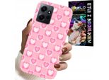 Custodia Per Xiaomi Note 12 4G - Griglia Cuori Rosa + Vetro