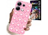 Custodia Per Xiaomi Note 14S - Cuore Griglia Rosa + Vetro