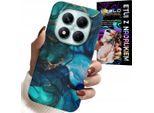 Custodia Per Xiaomi Note 14 Pro 5G - Zaino Con Motivi Marmorizzati Blu-Verde