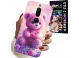 Custodia Per Xiaomi Redmi 8 - Orsetto Carino Su Sfondo Rosa, Custodia + Vetro