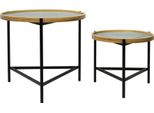 Set Di 2 Tavoli Dkd Home Decor Nero 64 X 64 X 55 Cm Cristallo Metallo