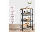 Vasagle Carrello 4 Livelli, Carrello Da Cucina Stretto, Ripiano A Nicchia Su Rotelle, Acciaio, Maniglia, Per Piccoli Ambienti, 22 X 45,5 X 77 Cm, Cucina, Bagno