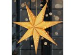 Brubaker Stella Di Natale 3D Da Appendere - Stella Di Carta A Led Con Timer - Stella Dell'avvento Da 60 Cm A Batteria, Oro