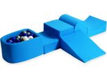 Parco Giochi In Schiuma Con Collina E Piscina Micro Blu + 100 Palline: Blu, Argento, Bianco