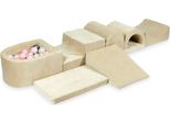 Il Più Grande Parco Giochi In Schiuma Con Pool Micro Velvet Soft Beige + 100 Palline: Rosa Chiaro, Oro Chiaro, Madreperla, Argento